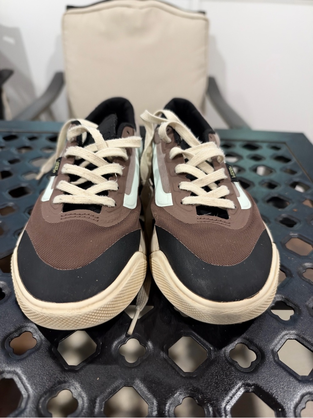 Vans Brown and Black Kids' Sneakers with Cream Laces